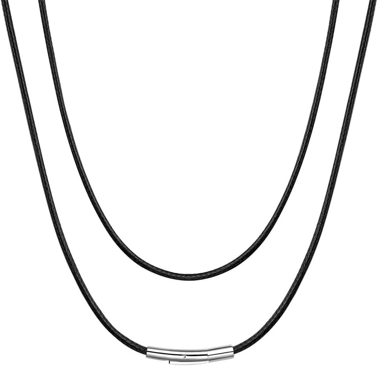 ChainsHouse Leather Chain Fashion Waterproof Stainless Steel Faux Leather Men's Necklace Black Brown Pink Red White - ShopVlot
