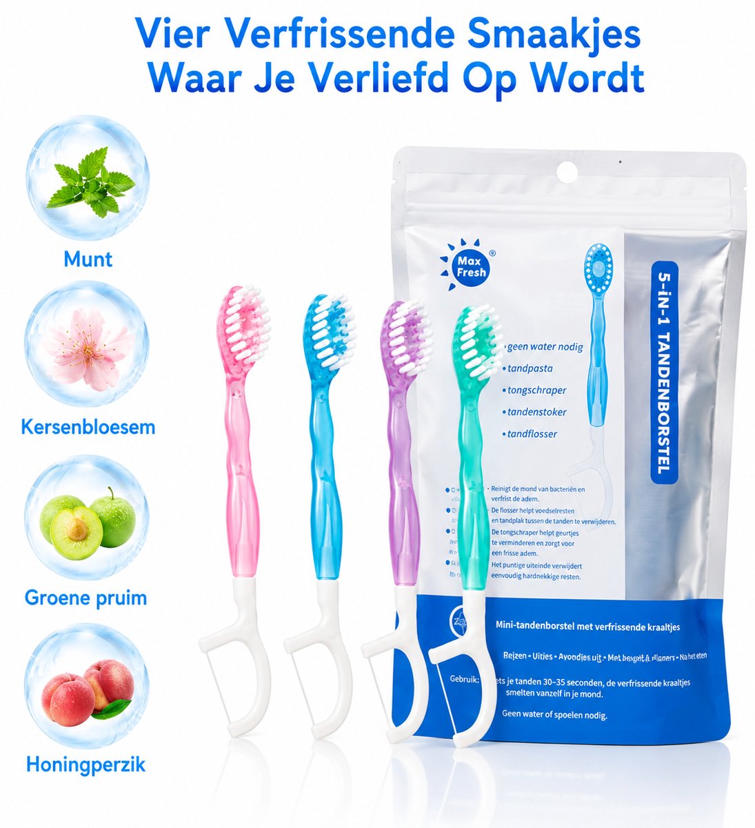 Mini Tandenborstel To Go – 26 Stuks – Met Fresh Capsule – Wegwerp Reistandenborstel – Voor Handtas, Vakantie, Werk & Festival Dollsbeauty