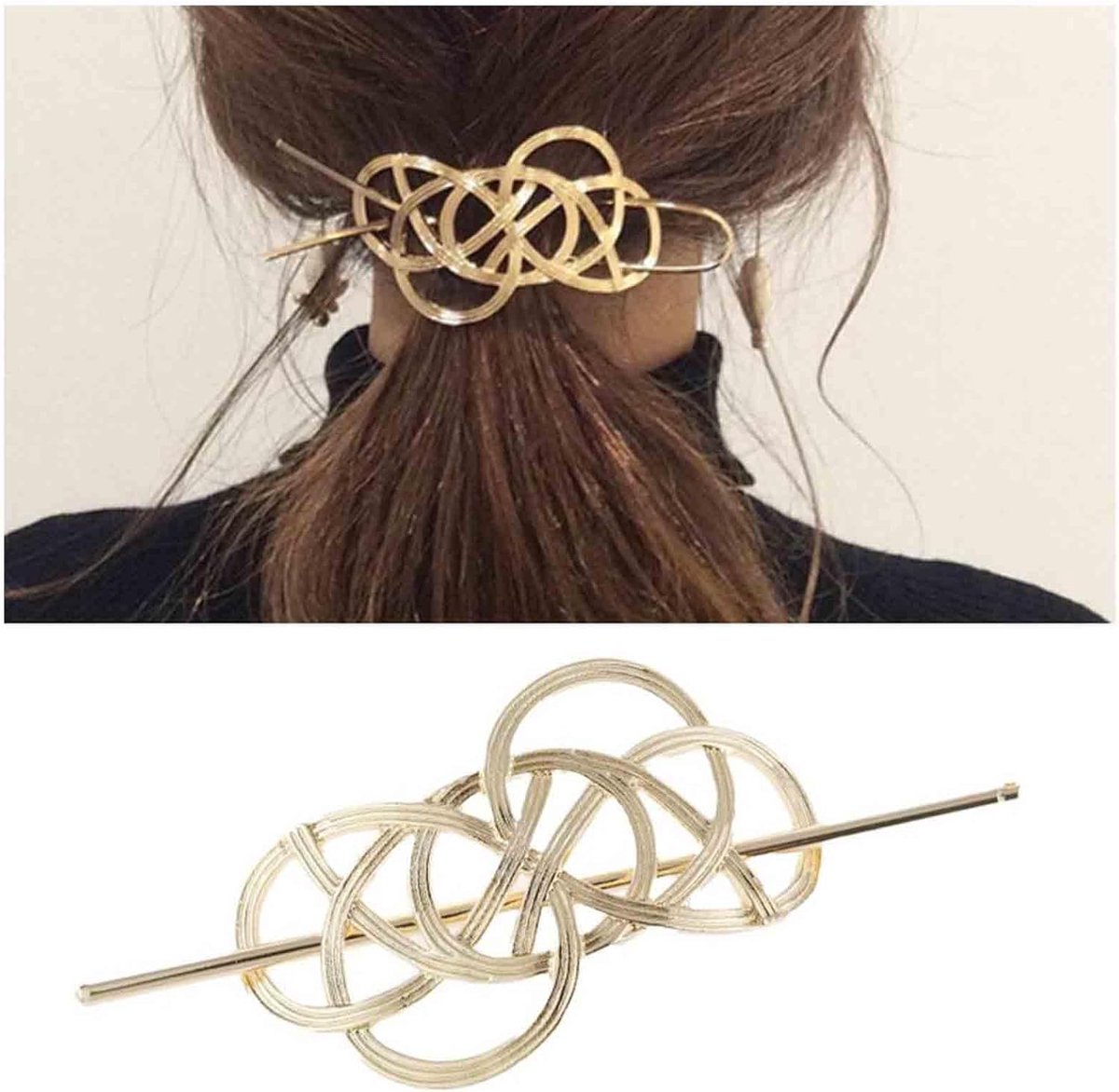 Celtic Hairpin Viking Vintage Celtic Knot Golden Celtic Knot Long Hairpin Metal Hair Decoration Accessories for Women - ShopVlot