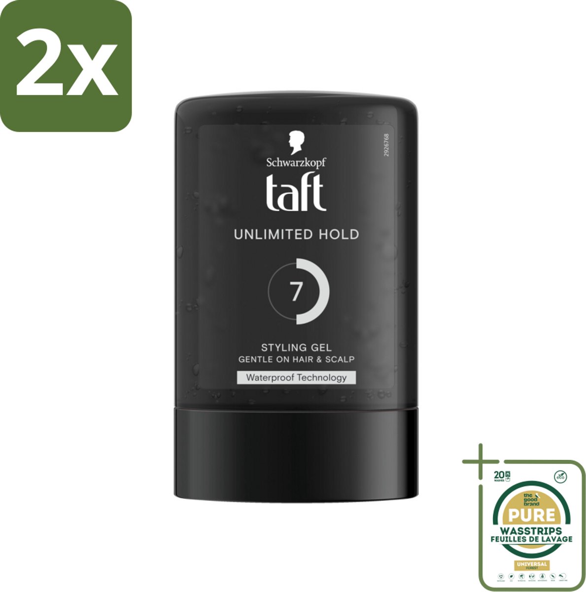 Taft - Unlimited Hold 7 - Styling Gel - Onbegrensde hold - 300 ml - Voordeelverpakking - 2 stuks - Unlimited Hold - Sterke fixatie