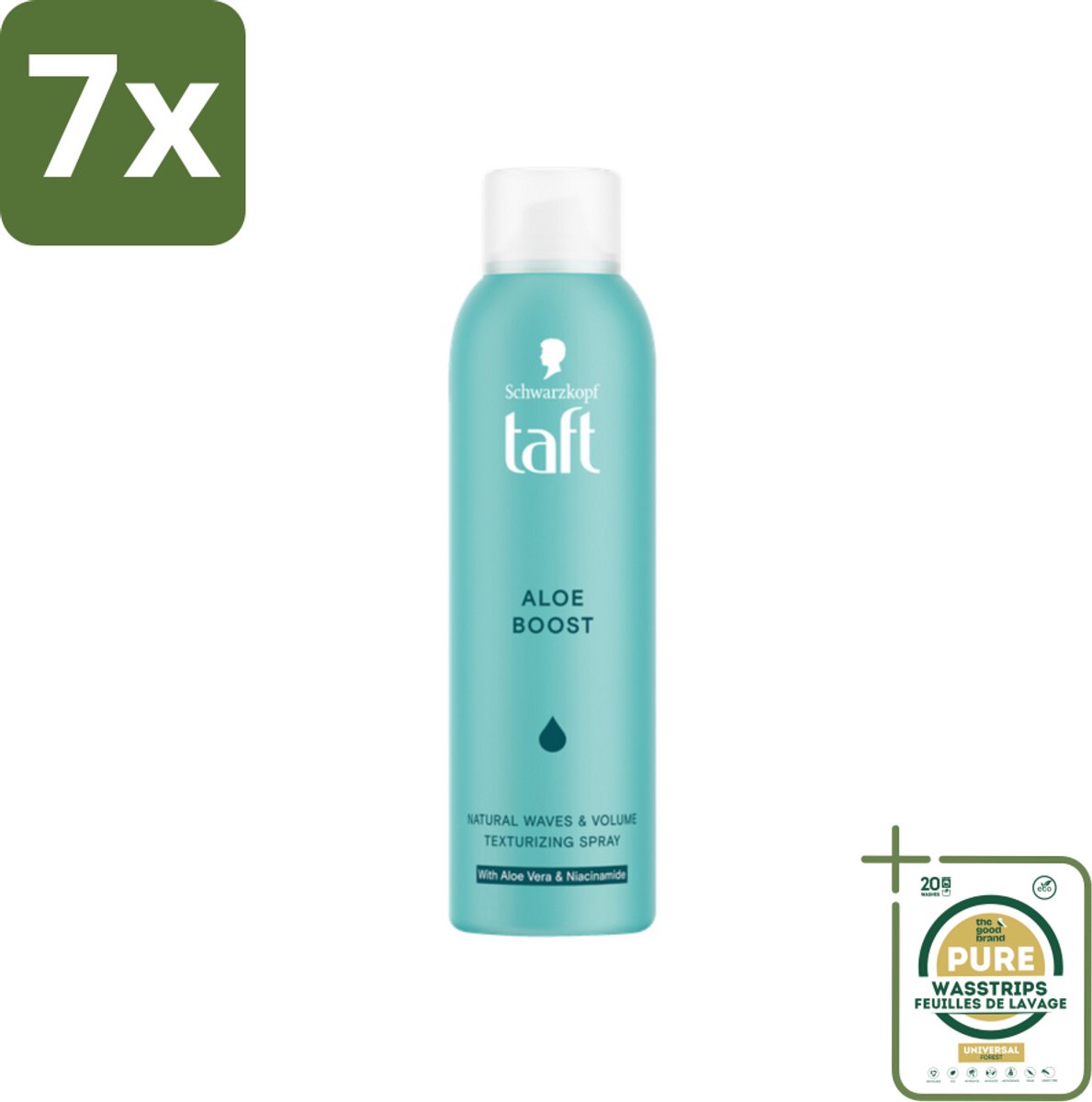 7 x Taft - Texturizing Spray - Aloe Boost - Lichtgewicht volume - 150 ml - Grootverpakking - Haarspray - Textuur Spray - Aloe Vera - Niacinamide - Volume Haar