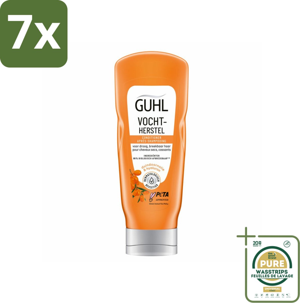 7 x Guhl - Crème Conditioner - Vochtbalans - 200 ml - Grootverpakking - Haarhydratatie - Droog Haar - Zachtheid - Vochtbalans - Tarwekiem-olie
