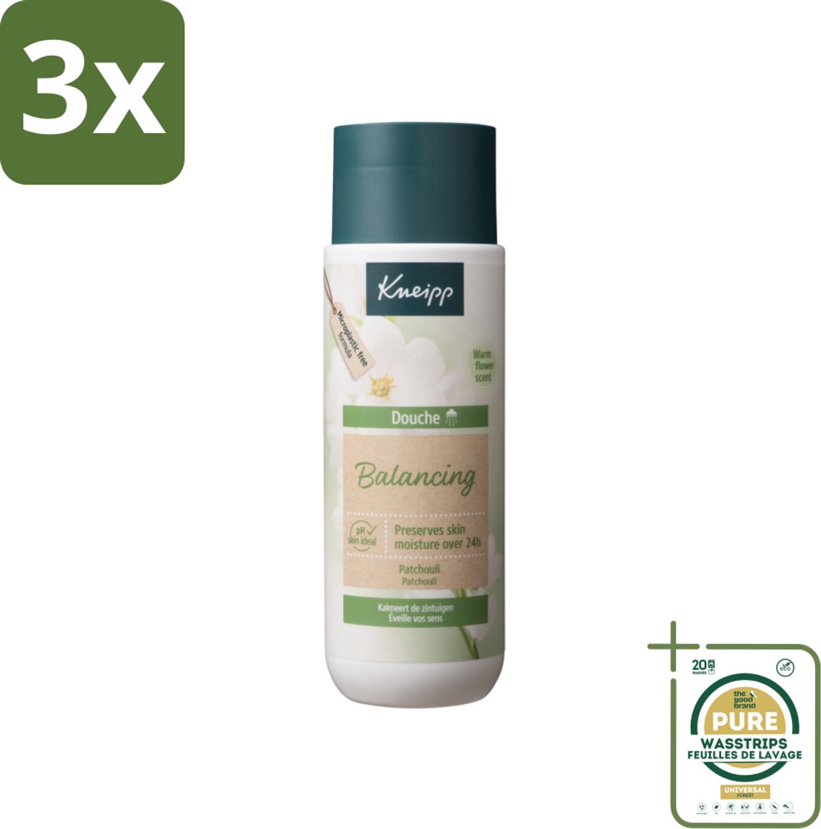 3 x Kneipp - Douchegel - Patchouli - 200 ml - Grootverpakking - Douchegel Patchouli - Balans Huid - Natuurlijke Douchegel - Ontspannende Douchegel - Patchouli Geur
