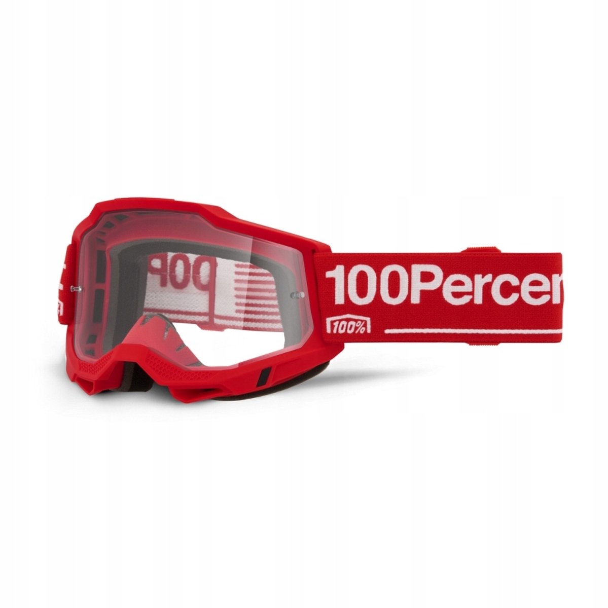 Merkloze motorcross/enduro goggle - rood/wit, heldere lens