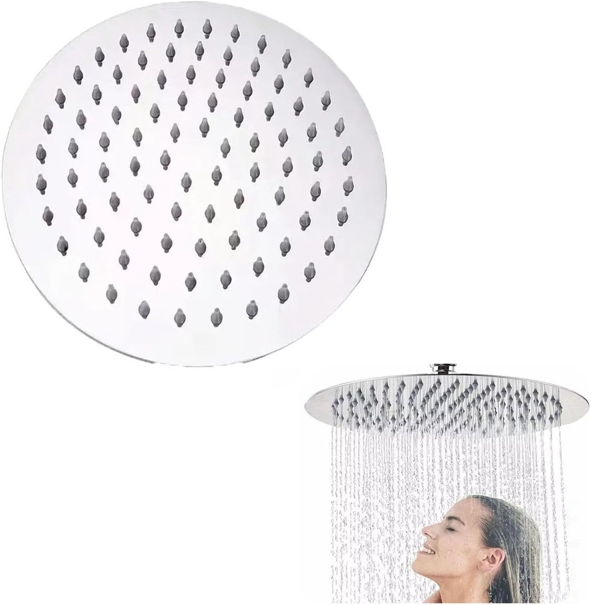 Douchesproeier 20 cm - Vast Douchesproeier - 360 Graden Verstelbaar - Zelfreinigende Nozzles - ShopVlot