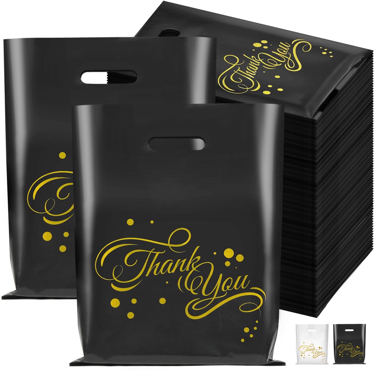 Cadeautassen 40 x 30 cm - Zwart Extra Dikke Plastic - Bedankt - Ideaal voor Feestjes - ShopVlot