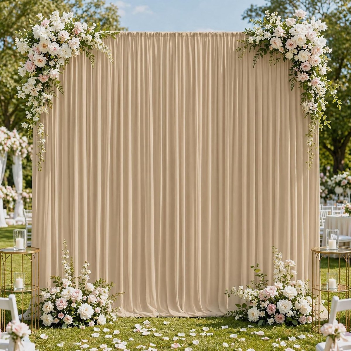Achtergrondgordijnen set van 2 - 150 x 300 cm - polyester - kreukvrij voor bruiloften - ShopVlot