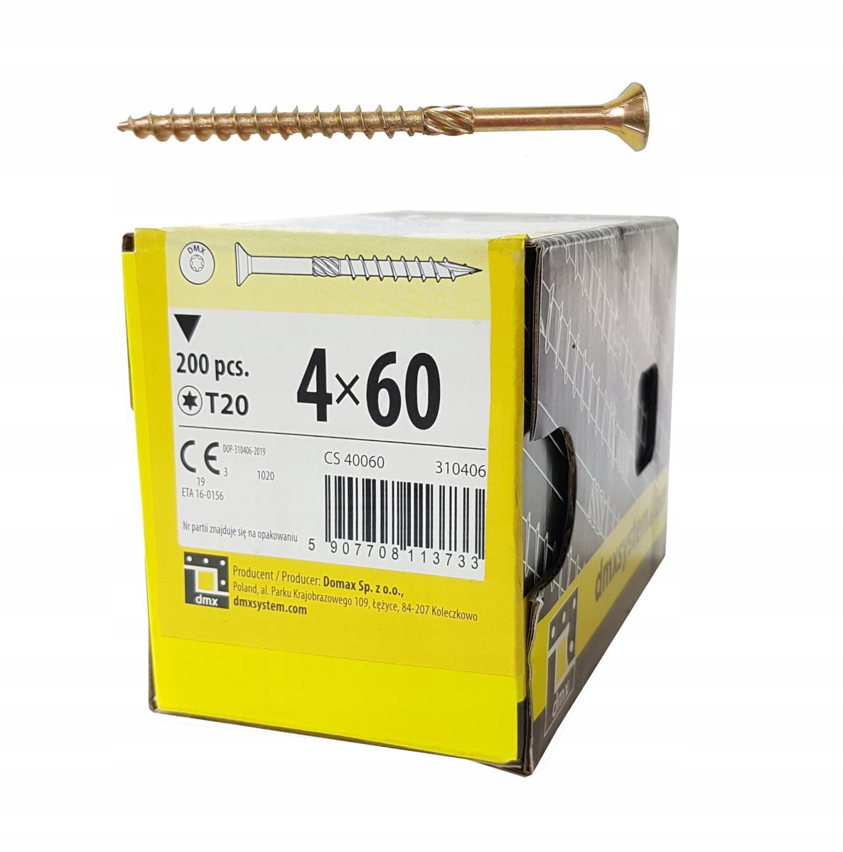 Domax Verzonken Torx Houtskroeven 4x60mm - 200 Stuks