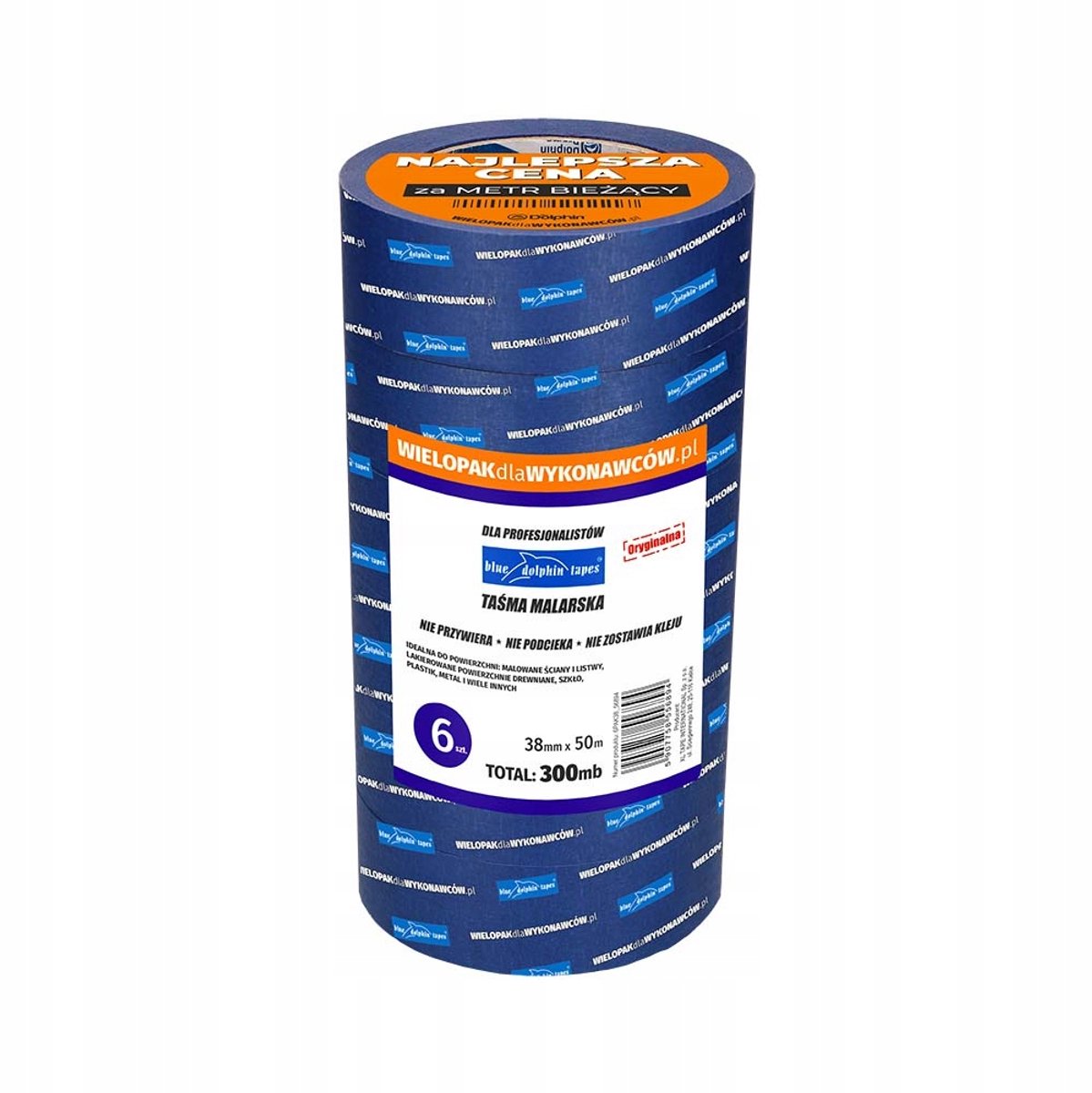 Blue Dolphin Bordtape Blauw 6-Pack 38mm x 50m