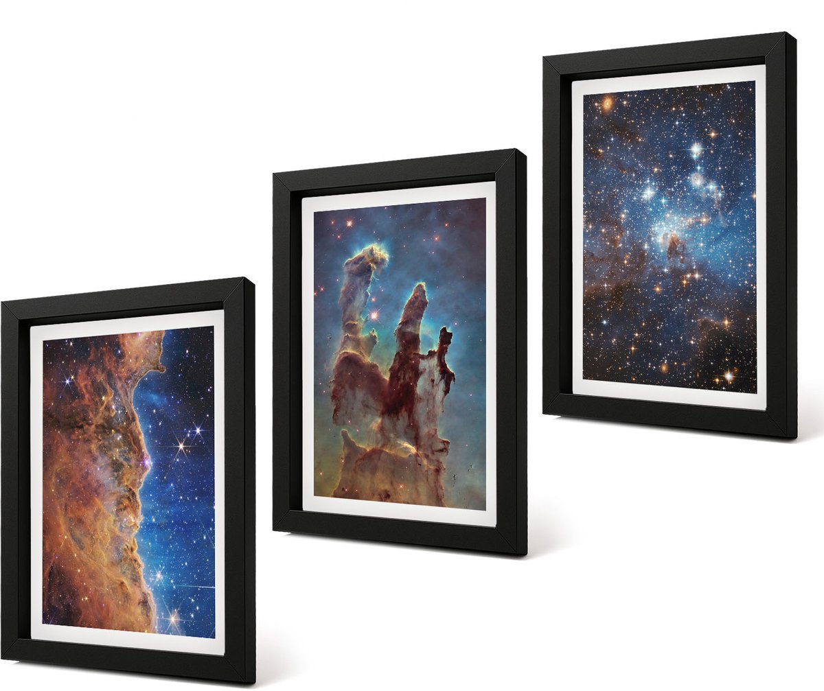 Coloray 4-Delige Schilderij Set - Ruimtelandschappen met sterrenstelsels en nevels - 20 x 30 cm - Wanddecoratie - Moderne Interieurdecoratie