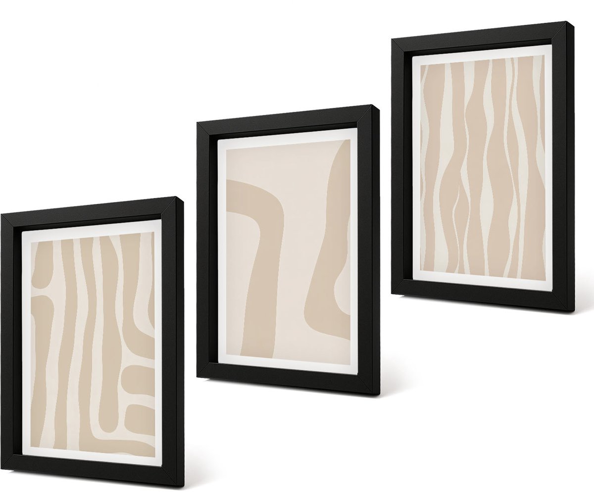 Coloray 4-Delige Schilderij Set - Abstracte patronen, minimalistische vormen, boho-stijl - 20 x 30 cm - Schilderijen Set - Wanddecoratie - Woonkamer - Woonkamer Decoratie