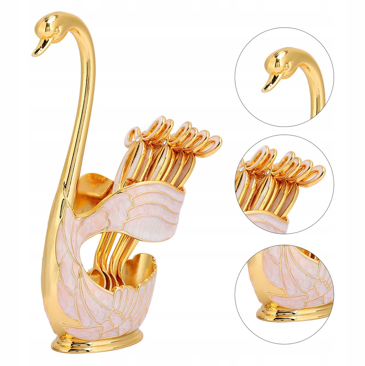Zwaan Lepelset met Houder - Luxe Koffielepels (6 stuks)