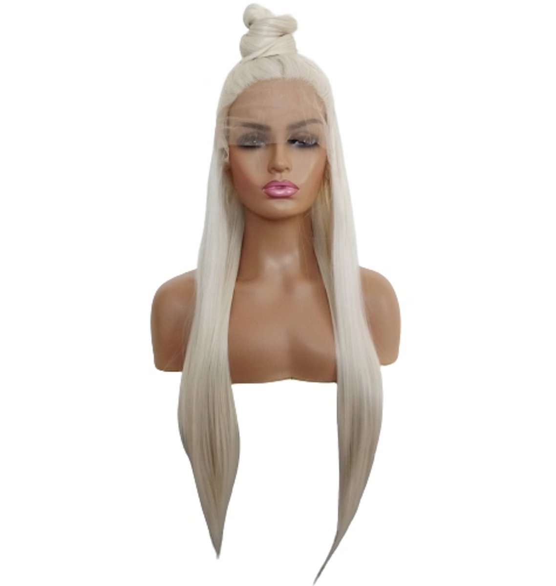 Pruik met Kant Platina Blond - 40/55/80cm - Gratis Pruikmuts