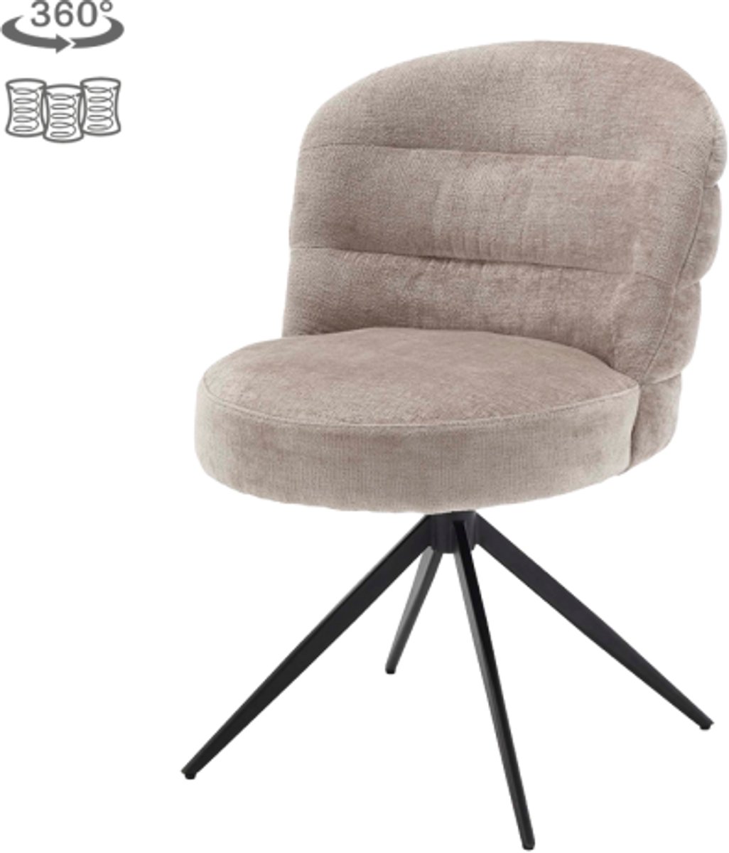 Tower Living Eetkamerstoel Carro draaibaar Chenille - Ice grey - eetkamerstoelen set van 2 Grijs