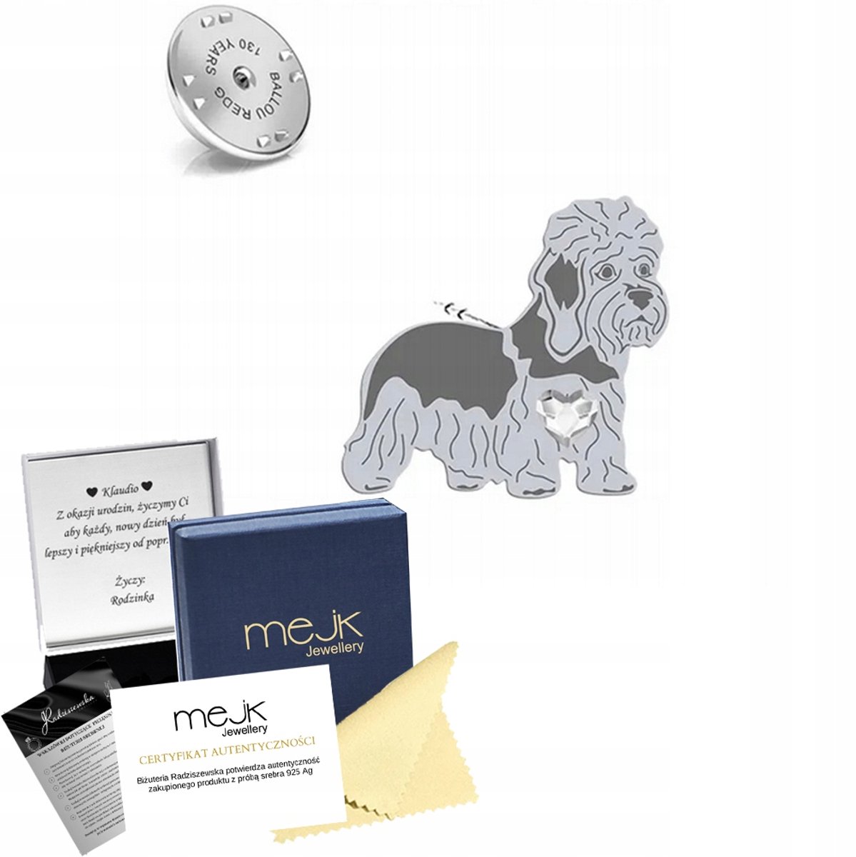 Zilveren Broche Dandie Dinmont Terrier - 925 Sterling Zilver