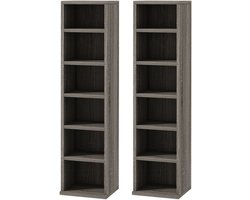Set van 2 kolomrekken Opbergkast voor cd’s en dvd’s met 6 + 6 vakken, afm. 88B x 22,5D x 21H cm