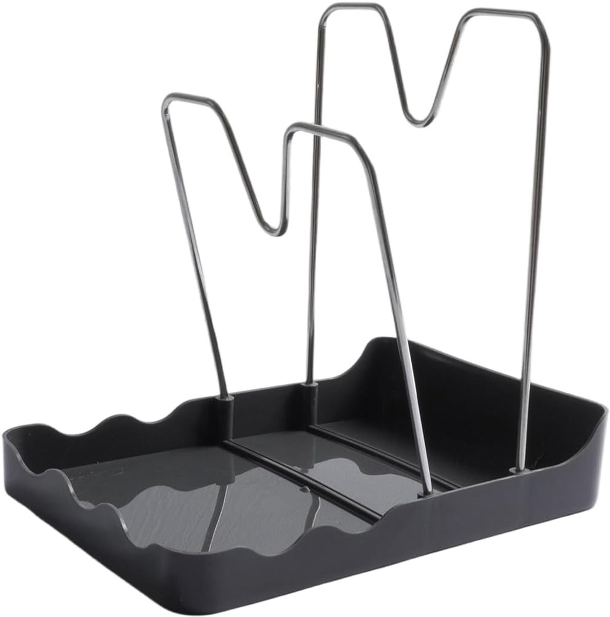 Kitchen Pot Lid Storage Rack, 2 Stages with Drip Tray, Pot Lid Organizer and Spoon Holder, Multi-Function Stand for - ShopVlot