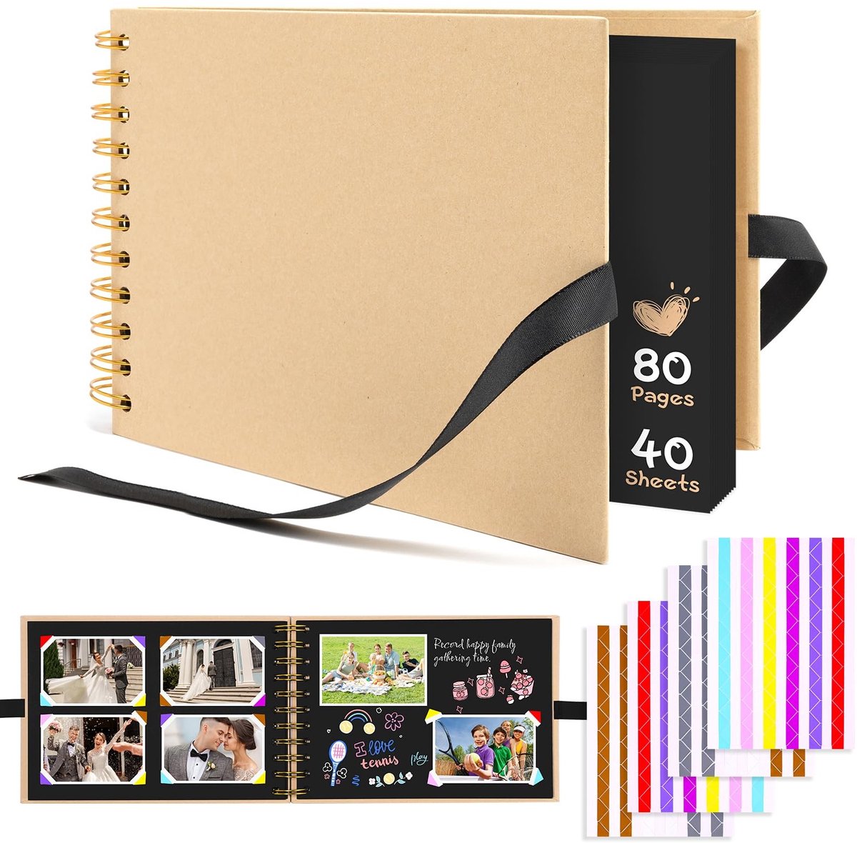 Solidchoice - Fotoalbum met 80 Bladen en 108 Fotohoeken - Khaki A5