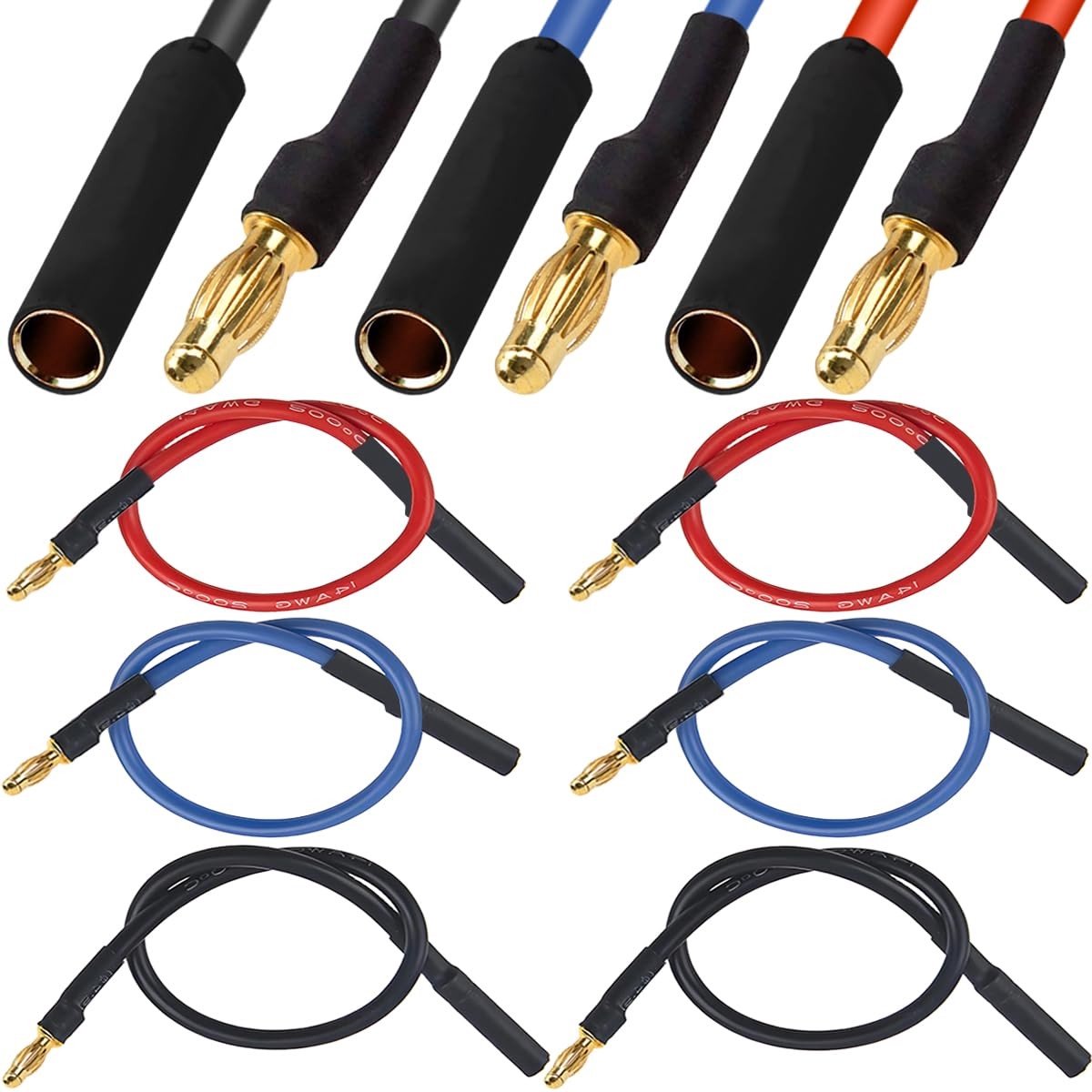 Solidchoice - 6 Stuks 4 mm Gouden Bananastekker - Mannelijke en Vrouwelijke Adapter