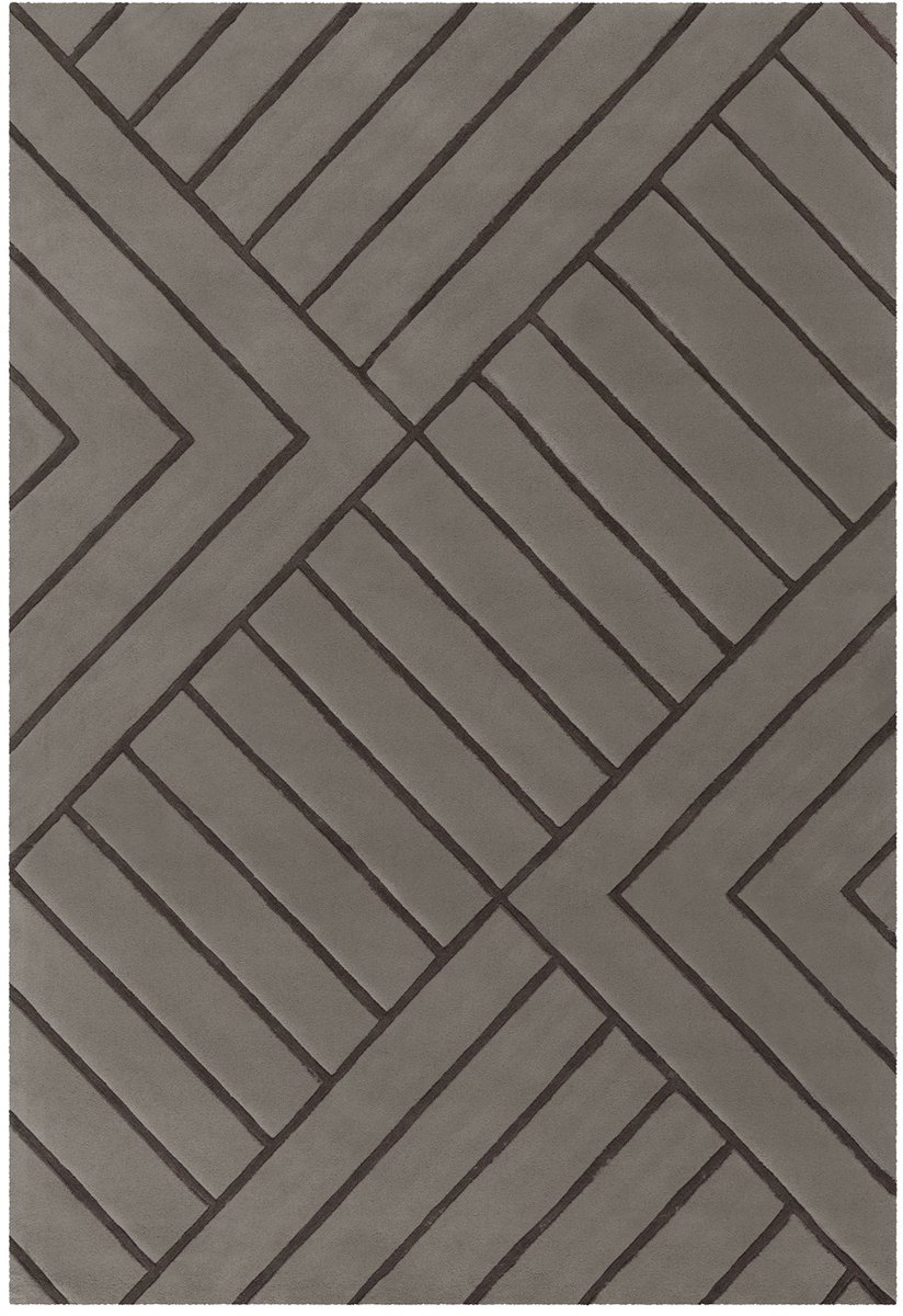 Padiro laagpolig vloerkleed 120 x 180 cm - grijs - modern geometrisch patroon - geschikt voor vloerverwarming - van modacryl