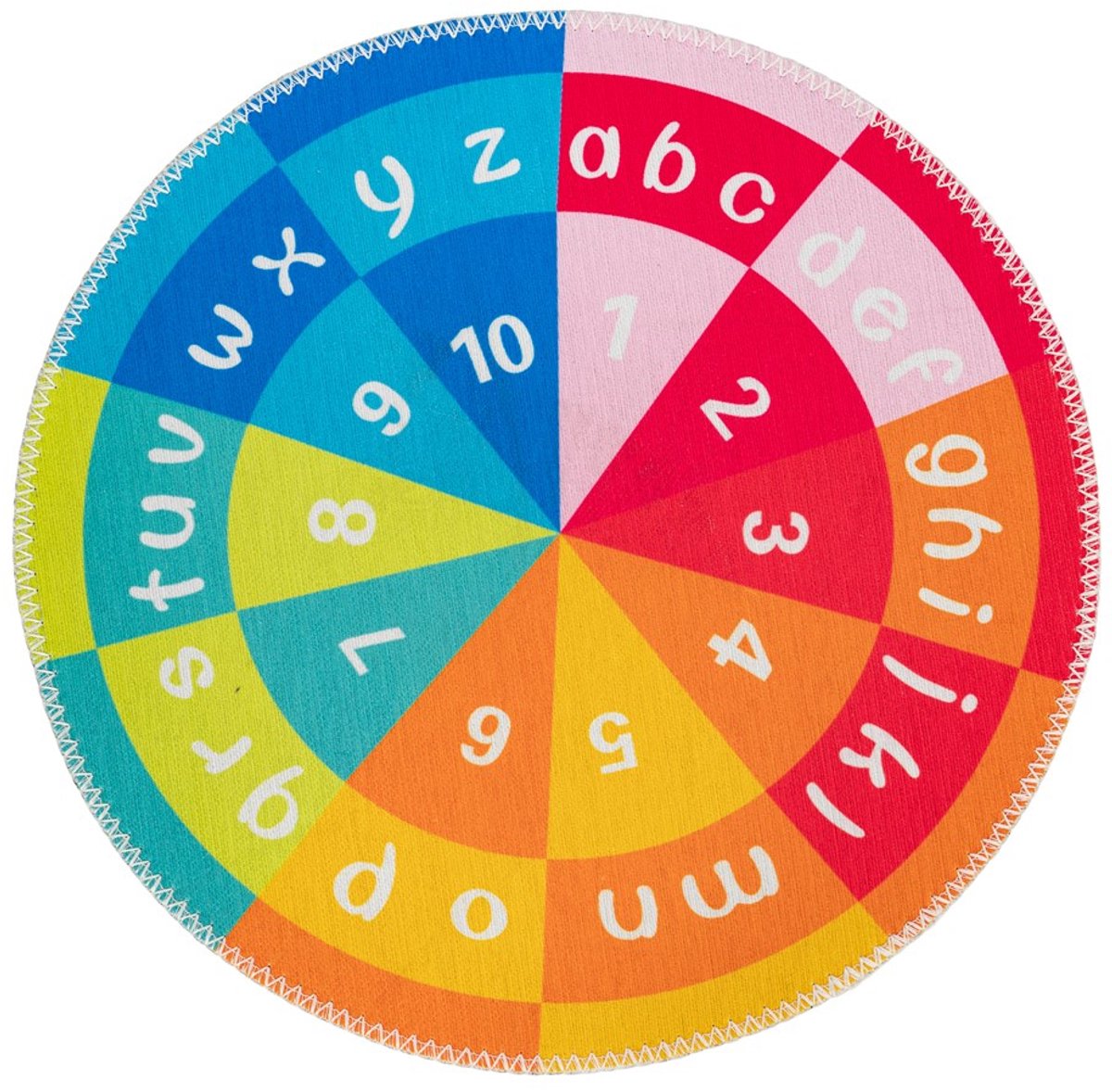 Padiro rond kindervloerkleed Ø 160 cm - bont - met een motief van cijfers en letters - geschikt voor vloerverwarming - van polyester