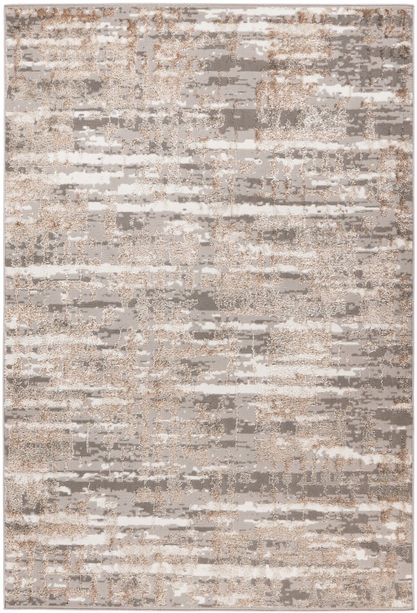 Padiro laagpolig vloerkleed 120 x 170 cm - zilver / beige - modern abstract design - geschikt voor vloerverwarming - van polyester