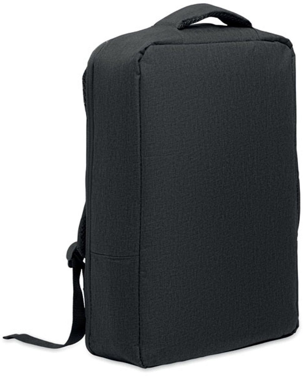 Smalle 15 inch laptoprugzak van 300D RPET en 210D RPET voering Zwart