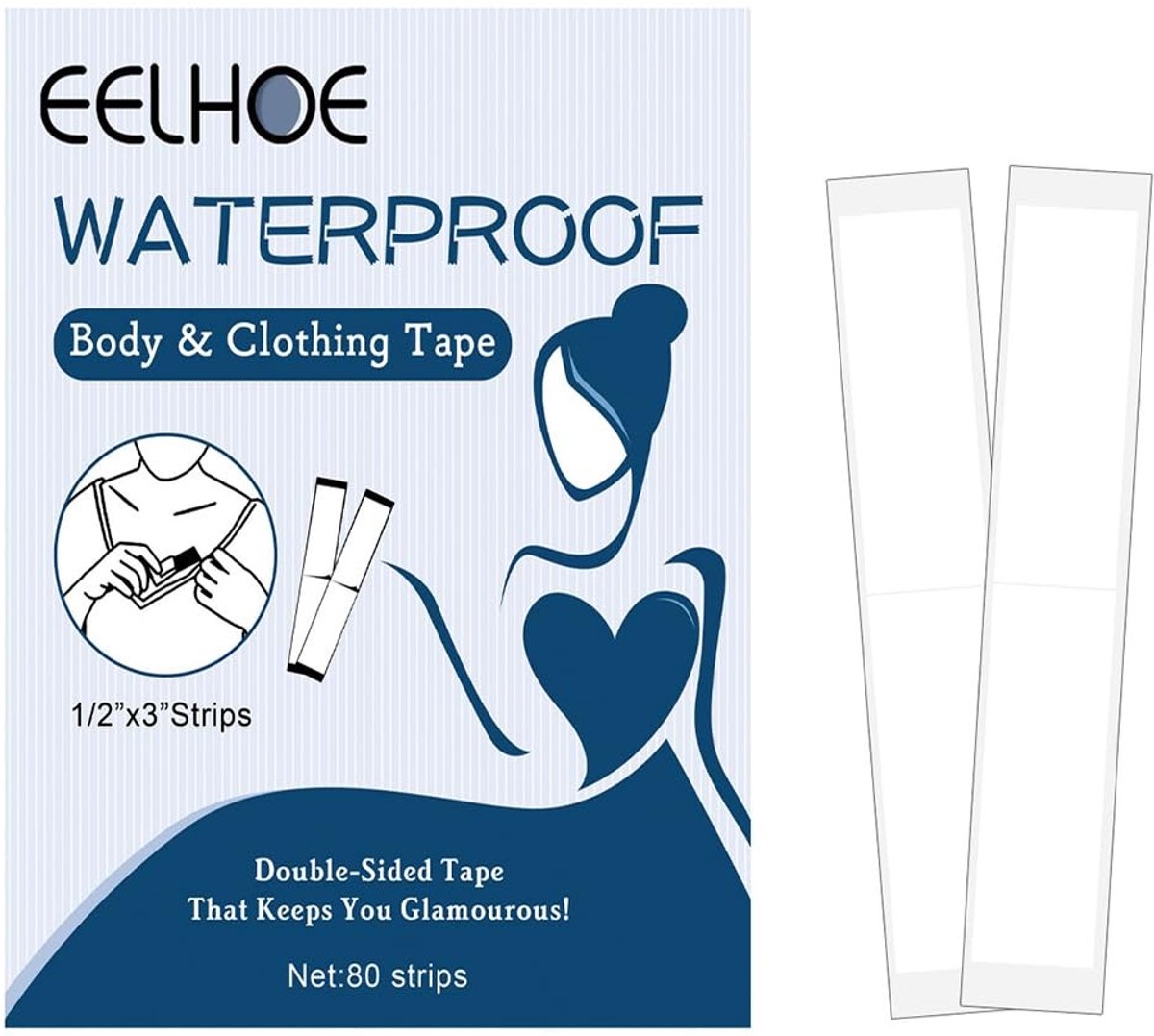 Solidchoice - Dubbelzijdige lichaamstape - Kledingtape voor gevoelige huid - Transparant - Tiettape voor kleding - 160 stuks - Geschikt voor alle huidt...