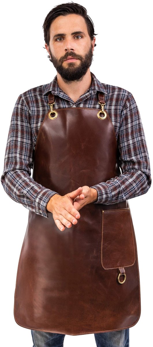 Solidchoice - Vintage Leren Barbecue Schort voor BBQ & Keuken (S-M)
