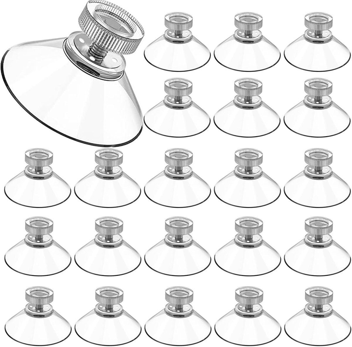 Zuignappen met Schroefdraad - Transparant - 30 mm - Duurzaam PVC - Voor Diverse Toepassingen