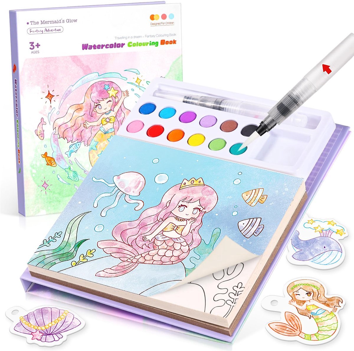 Casalora Kleurboek - Waterkleurboek voor Kinderen - Zeemeermin Little Corner Coloring Book - 24 Kleurplaten