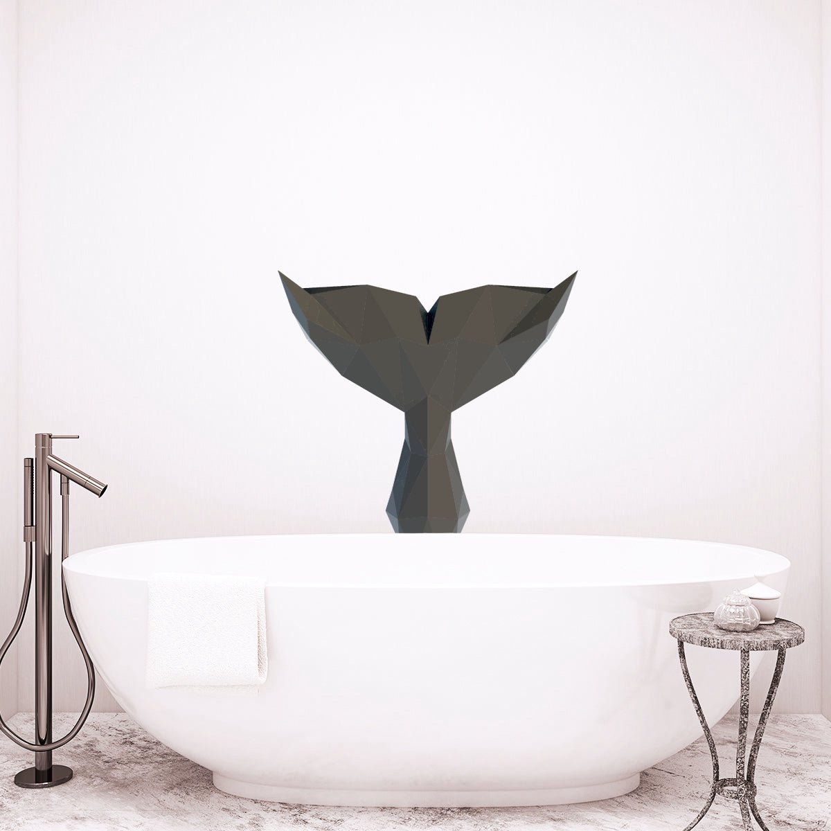 Ambiance Sticker 3D origami walvisstaart sticker, zwart, 50 x 50 cm Multi color