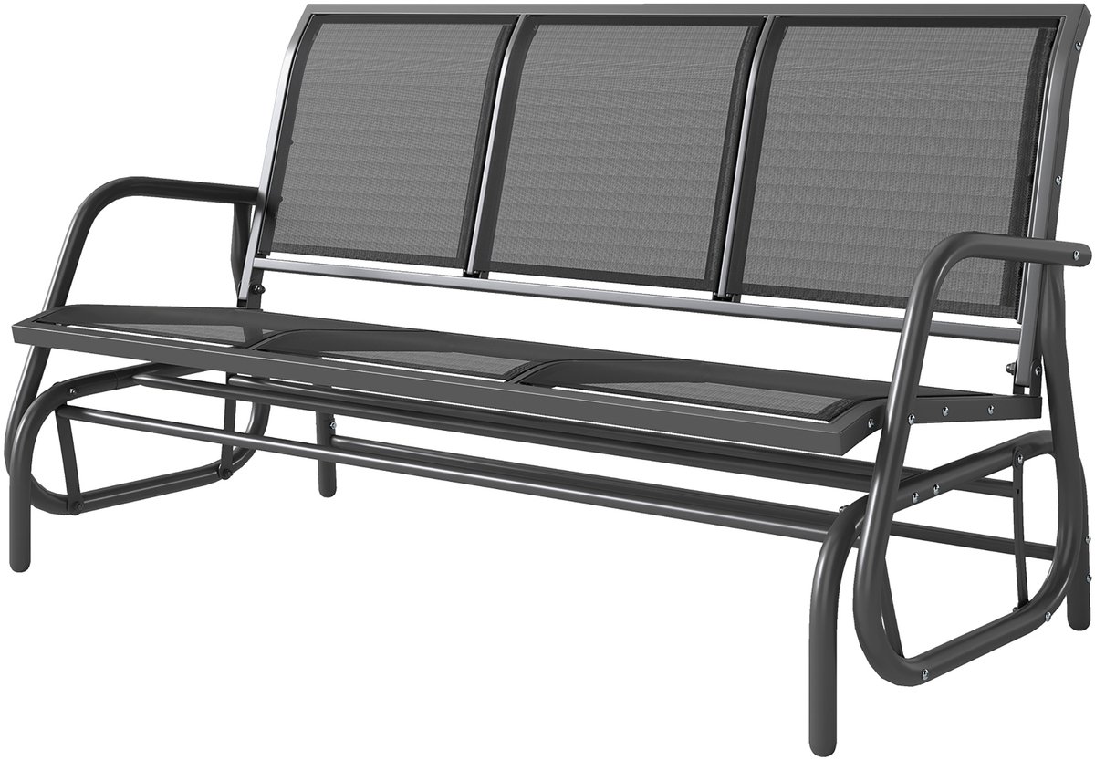 Tuinbank met 3 zitplaatsen en schommelmechanisme - metalen schommelbank voor in de tuin - parkbank - draagvermogen tot 300 kg - tuinmeubilair voor tuin en terras - 147 x 70 x 85 cm - donkergrijs