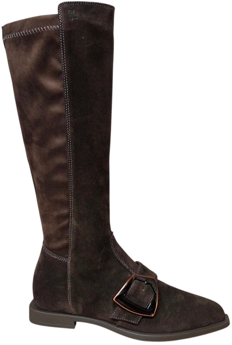 DL Sport 7227 712 01 Velour Cacao Lange Laarzen Bruin Suede en Stretch Dames - Bruin - 37
