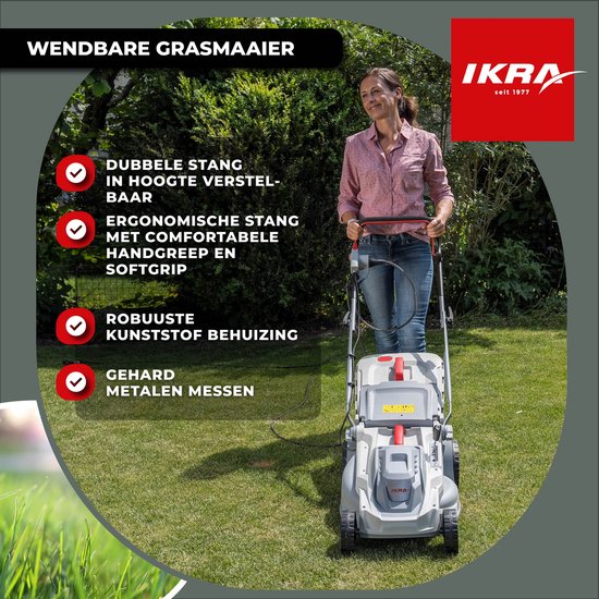 IKRA elektrische grasmaaier IERM 1638-1, 1.600 W, maaibreedte 38 cm, inclusief reservemes van IKRA — afbeelding 5
