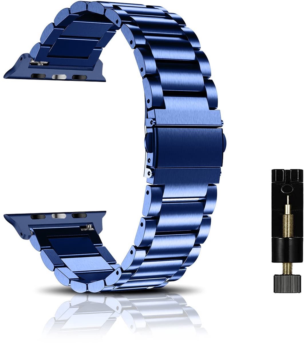 Solidchoice - Metalen Armband voor Apple Watch 44mm/42mm/45mm - Blauw
