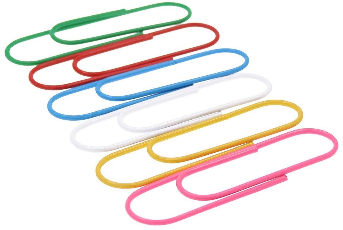 Solidchoice - Set van 30 Jumbo Papieren Clips in Verschillende Kleuren