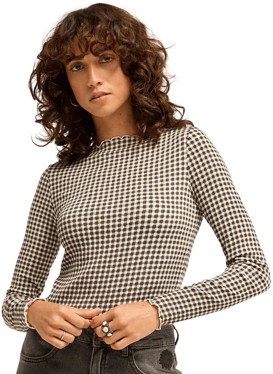 Billabong Way Out Checks T-shirt Met Lange Mouwen S Vrouw Zwart