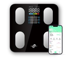 CoreComfort® - BodySync Ease - Slimme weegschaal met App - Personenweegschaal - Bluetooth - Smart Weegschaal met lichaamsanalyse - Weegschaal Vetpercentage en Spiermassa - Sport
