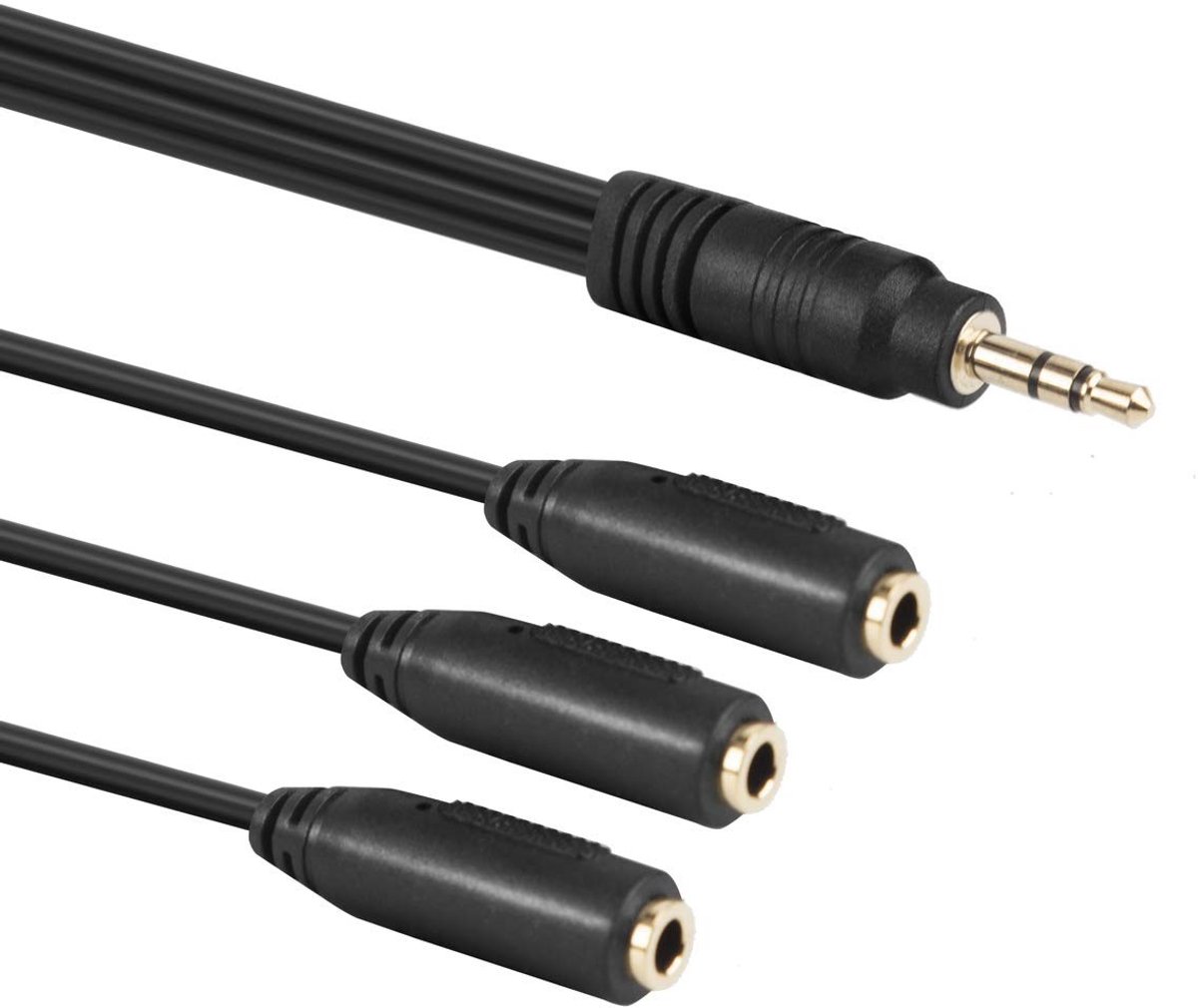 Solidchoice - 3.5mm Male naar 3x Female Stereo Splitter Audio Kabel - 30cm Goud Geplateerd