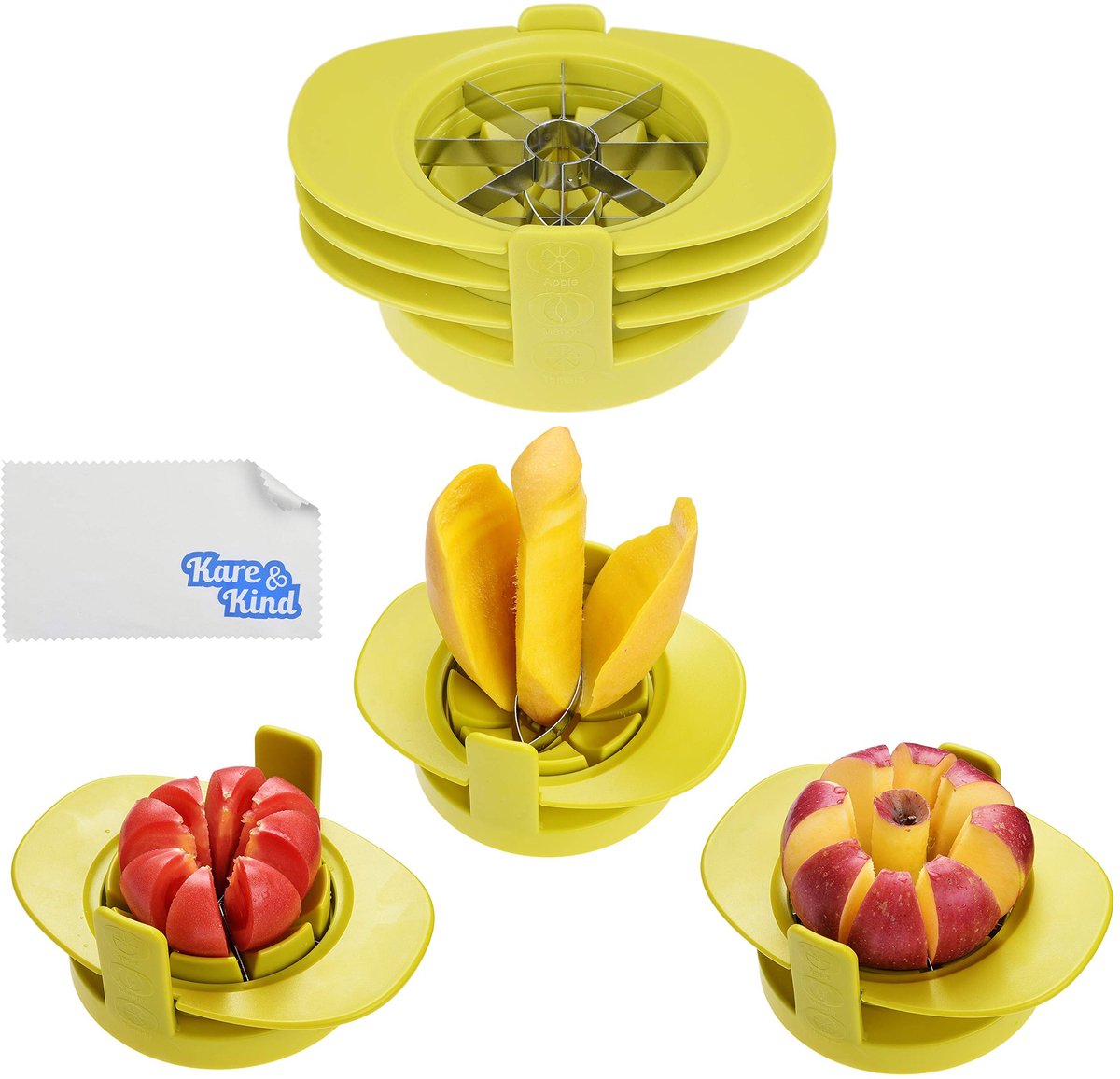 Solidchoice - Set van 3 Fruit en Groente Cutters met Roestvrijstalen Bladen