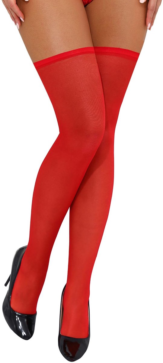 Solidchoice - Kousen met Kanten Details en Anti-slip (Rood)