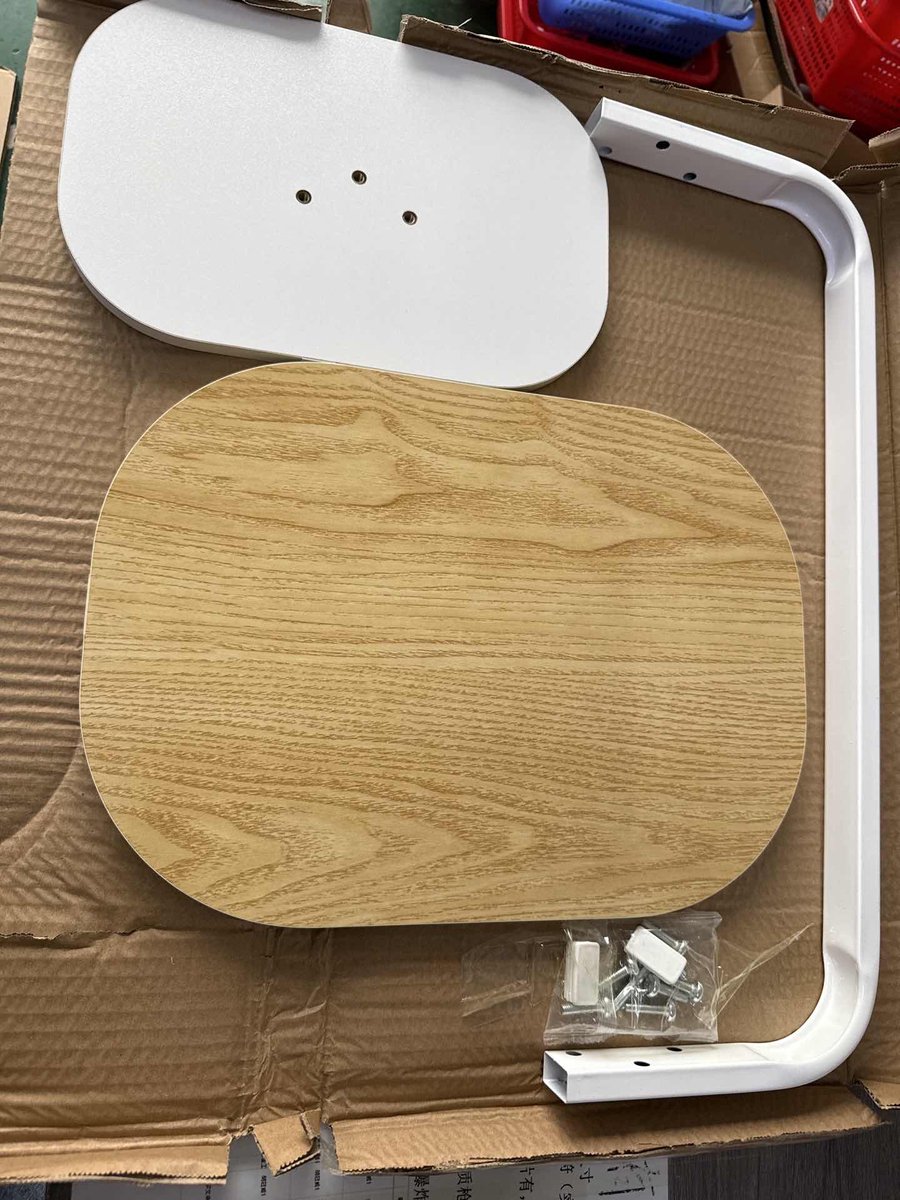 COVREO Sidetable 63x30x45 cm naturel hout met witte poten, C-vorm voor bank en bed Zwart