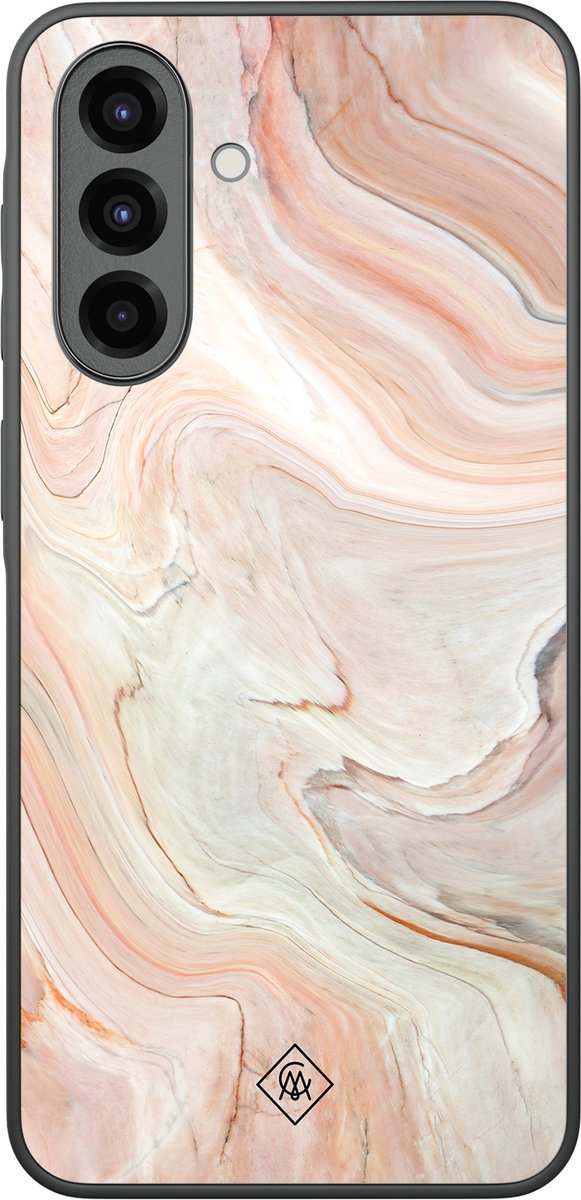 Casimoda® hoesje - Geschikt voor Samsung Galaxy A37 - Marmer Waves - Zwart TPU Backcover - Water - Bruin/beige