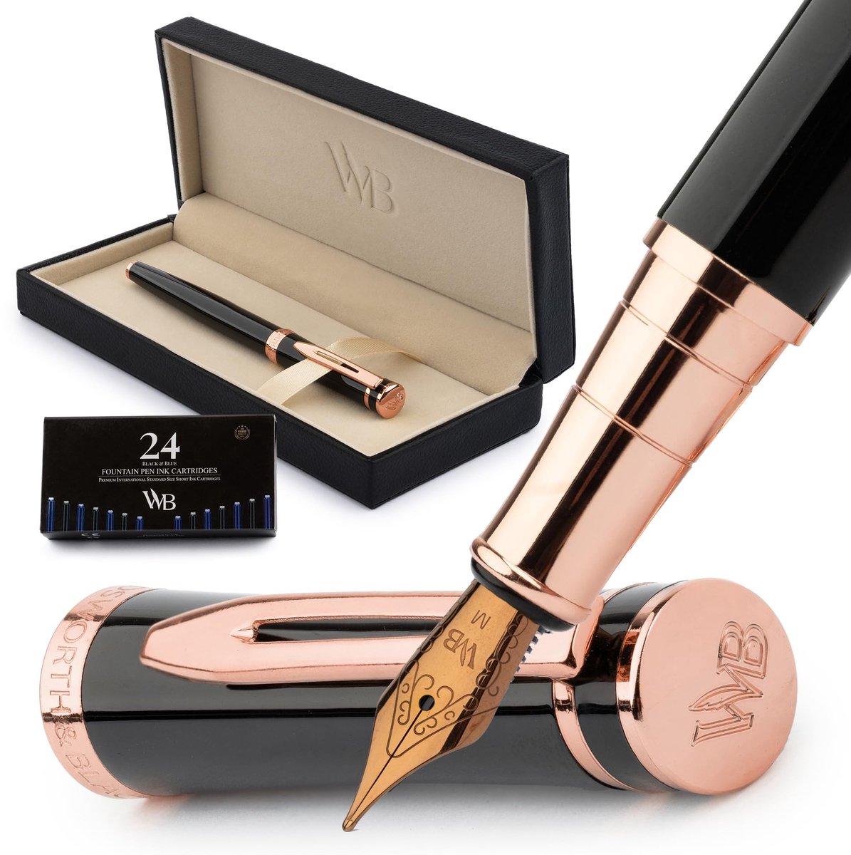Solidchoice - Wordsworth & Black Vulpen Set met 18K Gouden Medium Punt - Inclusief Inktcartridges en Cadeauverpakking