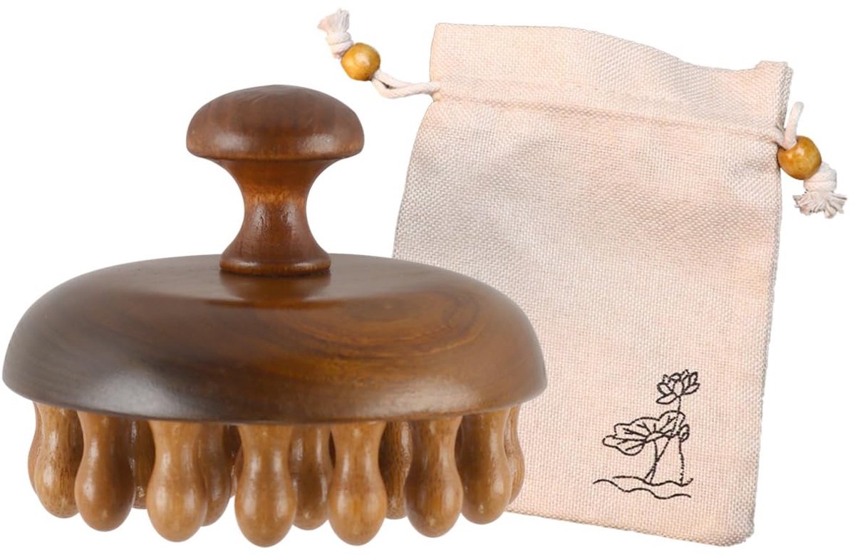 Solidchoice - Houten Hoofdhuidmassager van Sandelhout - Compact voor Haarverzorging