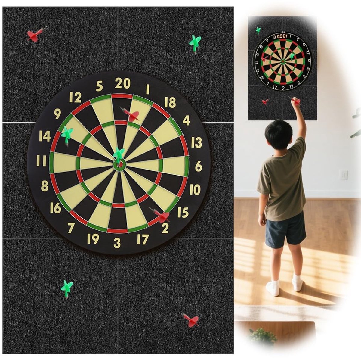 Solidchoice - Dartbord Vilt Wandbescherming - Zelfklevend, 30 x 30 cm, 6 Stuks