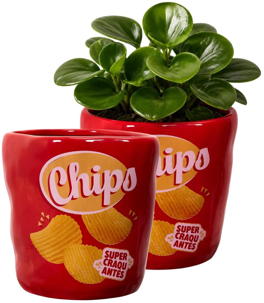 Cook Concept Planten / bloempot - rood - chips - keramiek - 14 x 13 cm - bioscoopstijl