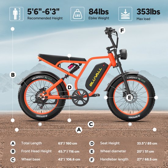 Elektrische Fiets - Elektrische fietsen - Motor 250W - 20 Inch City Commuter EBike - max belasting 150kg - kleurendisplay - 25 km/h - 7 Versnellingen - 3 rijmodi - Verwijderbare accu met slot - Oranje — afbeelding 2