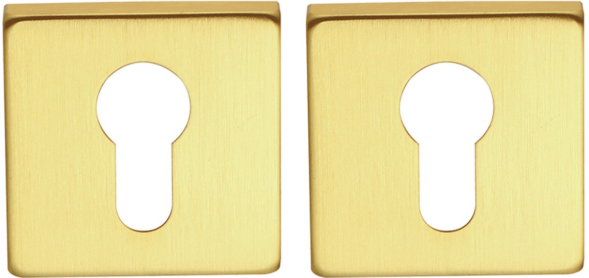 Cilinderrozet vierkant 53x53x8,9mm geborsteld messing PVD gecoat